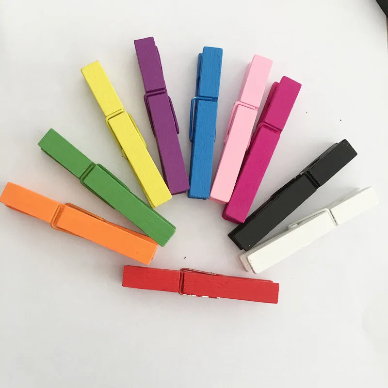 

Wholesale 50pc/lot 2.5CM color wooden clips pocket clips wooden note clips