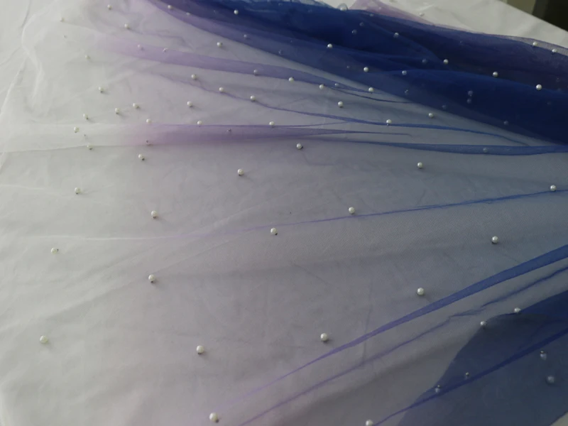 Темно-синяя жемчужная сетчатая ткань мягкий градиент Омбре чистая ткань свадьба