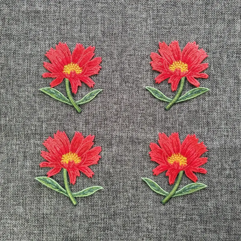 1 пара Цветущая Хризантема цветок аппликация вышитая на патчи для одежды