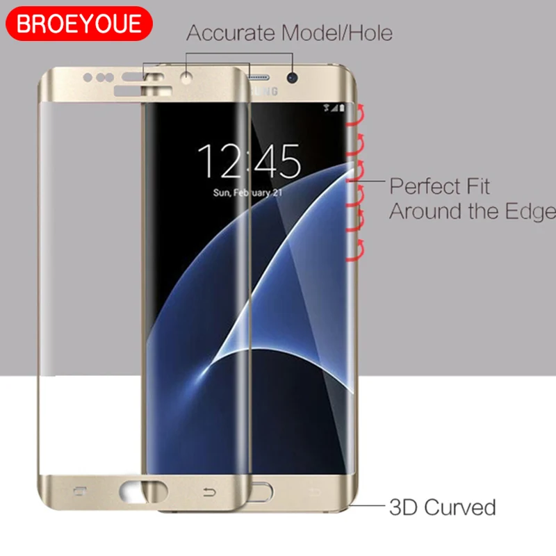 Закаленное стекло для Samsung S6 S7 S8 S9 Edge Plus Note 8 9 защитная 3d пленка с изогнутыми краями