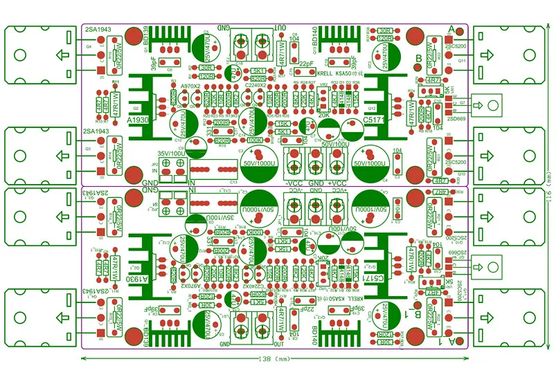 KSA50 KRELL схема HiFi fever Class AB 150 Вт + 2SA1943 2SC5200/NJW0281 NJW0302 зеркальный симметричный дизайн