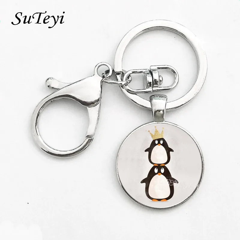 SUTEYI Северный медведь бегемот пингвин животное корона мультфильм брелок круглый