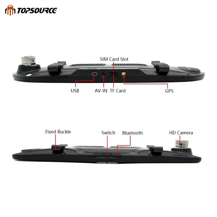 Автомобильный видеорегистратор TOPSOURCE Android 3G Bluetooth с двумя объективами зеркало