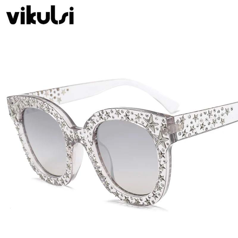 2018 роскошные женские Квадратные Зеркальные Солнцезащитные очки со стразами в