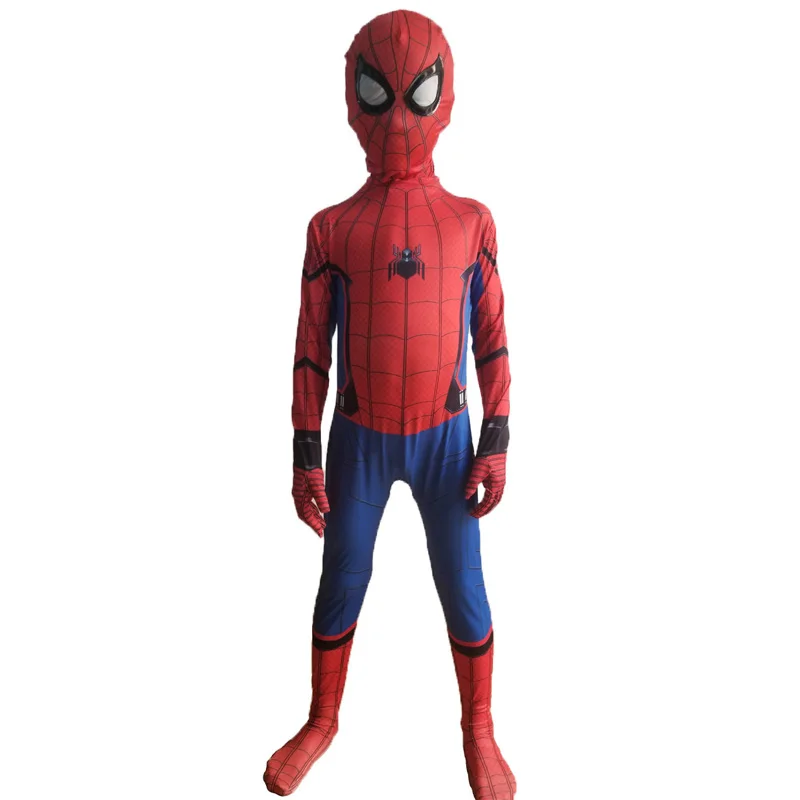 Kids Spiderman suit Детский карнавальный костюм Человека-паука для мальчиков и взрослых; Детский костюм супергероя «зентай»; костюм Железного Человека-паука; вечерние костюмы на Хэллоуин и Рождество - Цвет: Kids Spiderman suit