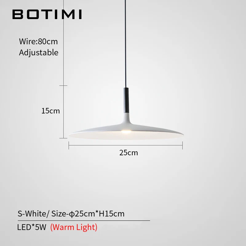 S-White-1 Light BOTIMI современный светодиодный подвесной светильник s с серым металлическим абажуром для столовой, Регулируемый белый железный подвесной светильник - Цвет корпуса: S-White-1 Light