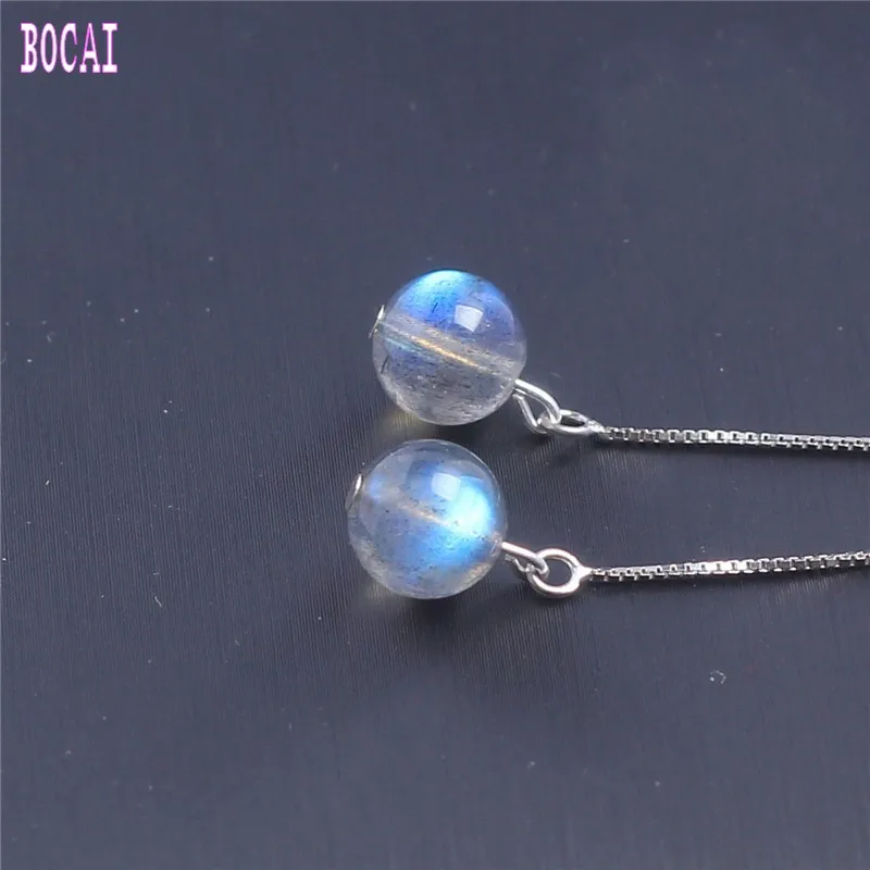

2019 new Natural Labradorite Earrings DIY Jewelry Accessories s925 pure natural moonstone earrings, women's silver earrings