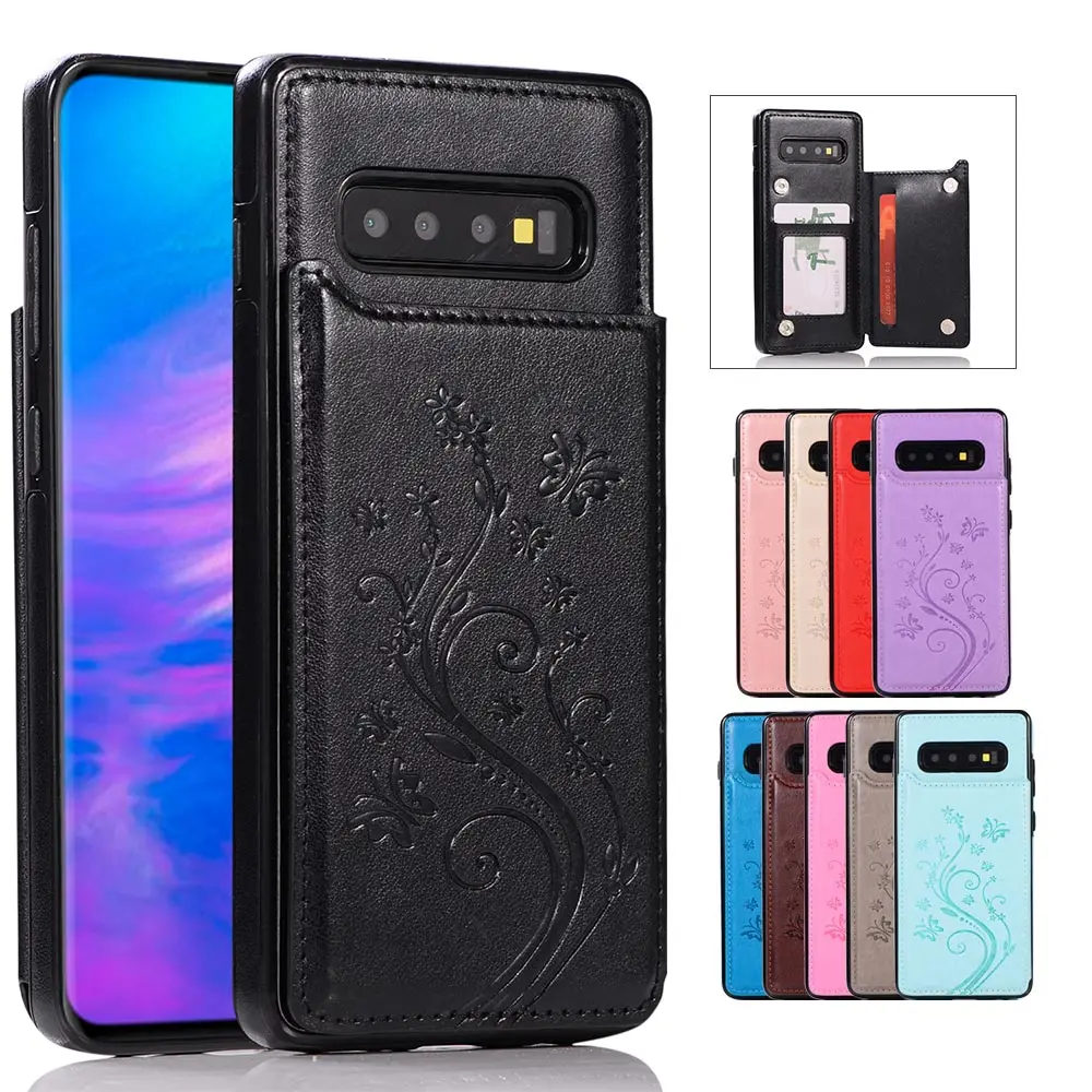 Кожаный чехол бумажник для телефона samsung Galaxy S7 S10 S8 S9 со слотами карт Note 9 8 плюс