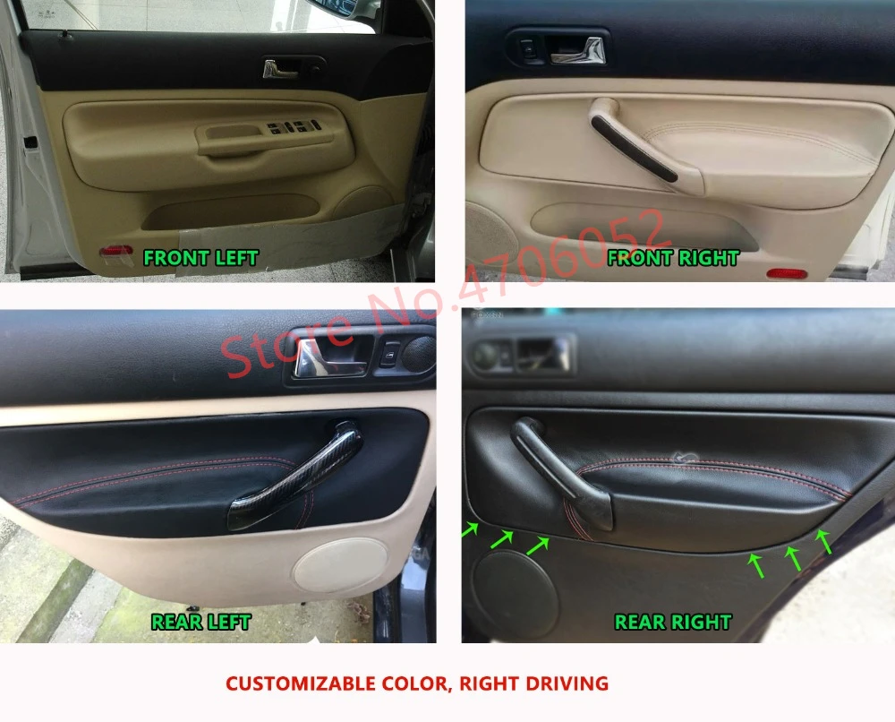 Для VW Golf MK4 Bora 2002 2003 2004 2005 2006 4 шт. панель подлокотника автомобильной двери из