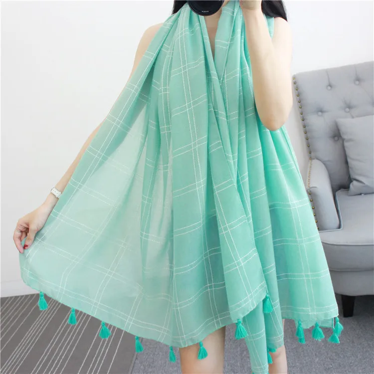 Летняя Новинка 2017 г. плед сплошной цвет шарф хлопок и лен тонкие длинные мягкой