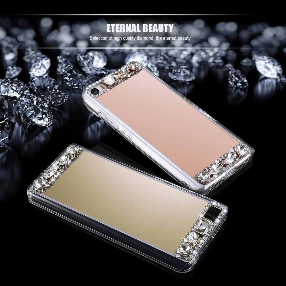 Зеркальный чехол со стразами для Xiaomi 6 5 5c Redmi Note 4X 3 4 4A 3s Note|mirror case|case for xiaomicase plus |
