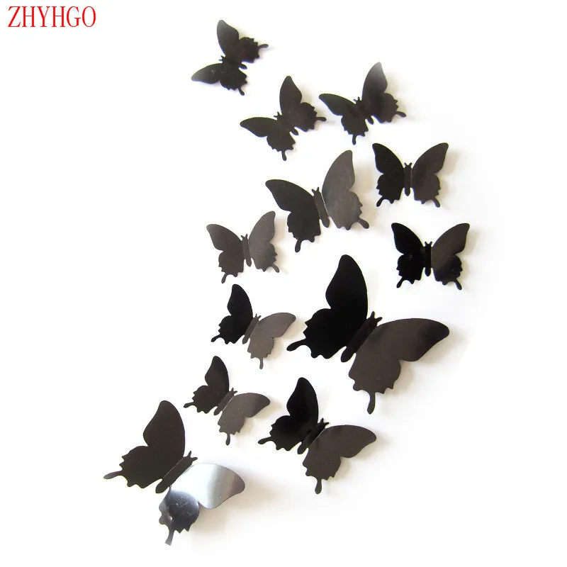 ZHYHGO 12pcs 3D Simple DIY butterflies for decorat Children's Room wall Stickers Wedding Living room Fridge Kitchen | Дом и сад