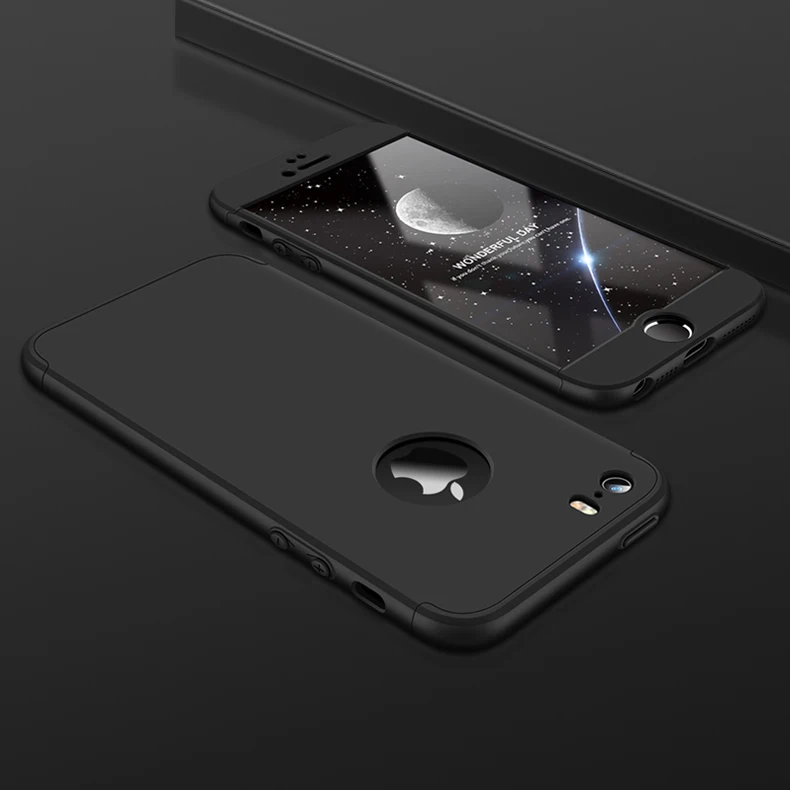 Чехол GKK для iPhone 7, 8, 6, 6s Plus, X, чехол 360, полный защитный 3 в 1, Матовый Жесткий Чехол для iPhone 5 5S SE чехол, стеклянный подарок