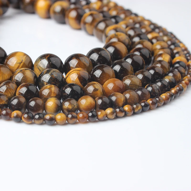 LanLi стильные натуральные ювелирные изделия Желтые тигровый глаз каменные бусины