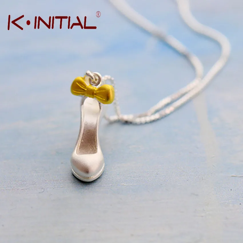Kinitial бантом кулон Цепочки и ожерелья персонализированные на высоком каблуке