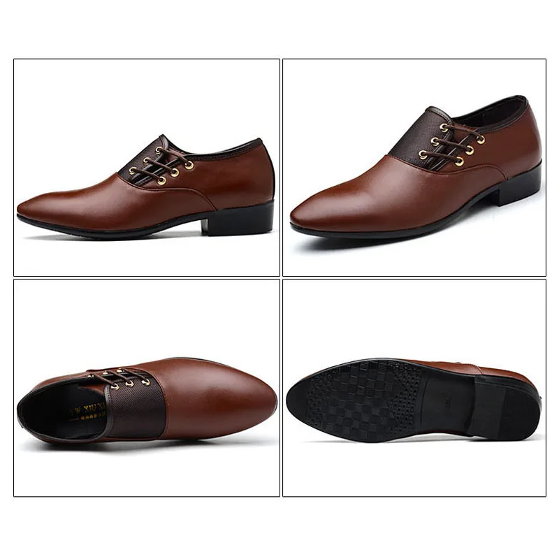 Business Men PU Leather Shoes Formal Casual Flat Pointed Toe Lace-Up MSJ99 | Обувь