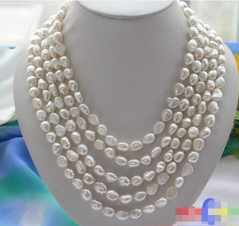 

100" 11MM WHITE BAROQUE CULTURED PEARL NECKLACE