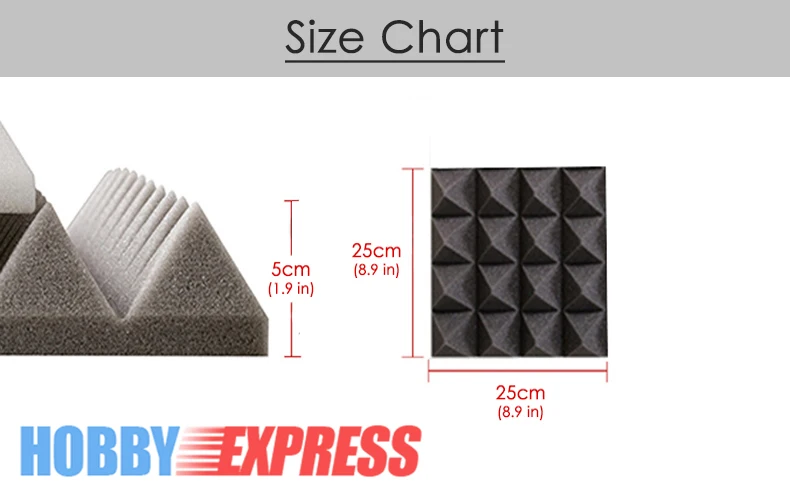 96 шт. набор из акустической пены 25x25x5 см (9 8x9 8x1 9 дюйма)|sound absorption|pyramid acoustic foamacoustic foam