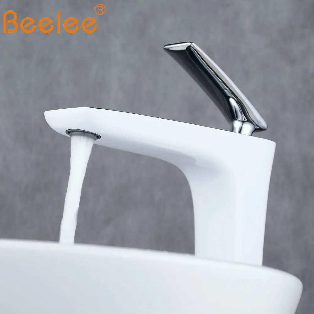 Beelee Bathroom Taps Mixer White Counter Top Sink Tap Mono Basin Faucet Cloakroom Faucets BL6609WH | Обустройство дома