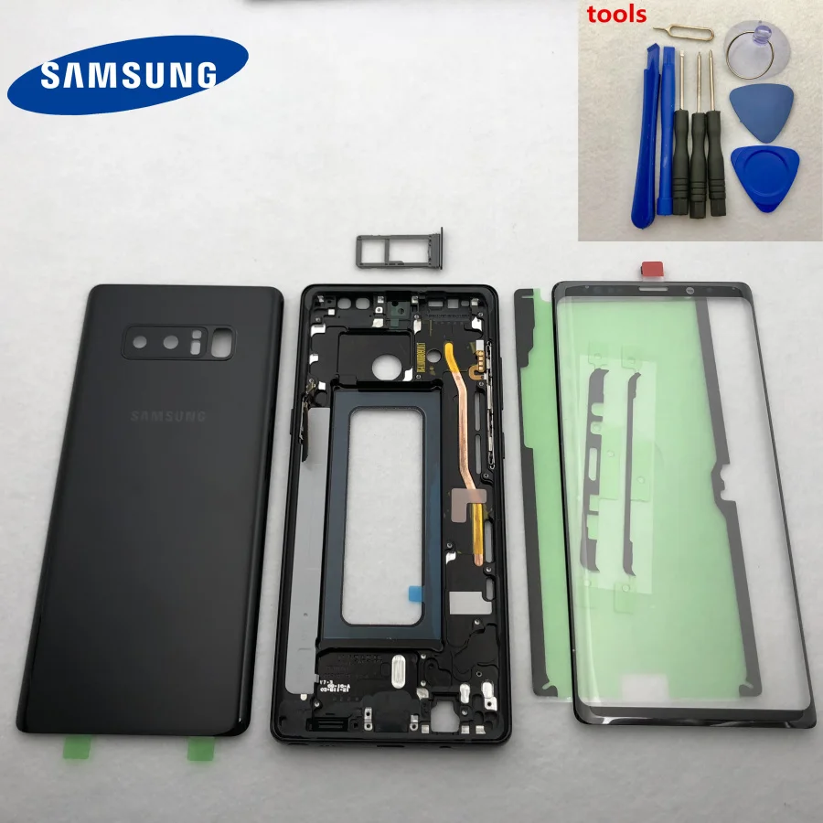 Note8 полный корпус чехол задняя крышка+ Передний экран стекло объектив+ средняя рамка для samsung Galaxy Note 8 N950 N950F N9500 SM-N950F