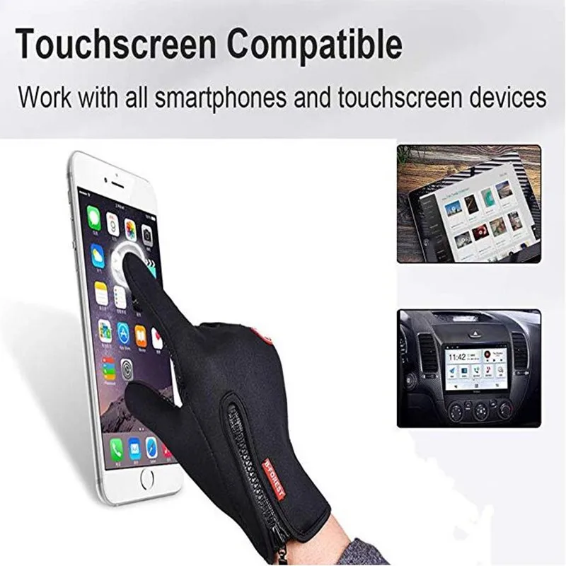 Cycling Full Finger Gloves Winter Windproof Fleece Warm Outdoor Sports Skiing Touch Screen Bike Bicycle Glove For Men Women | Спорт и