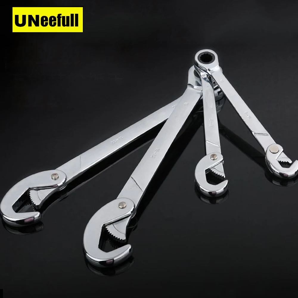 

UNeefull 2018 Double-end manual quick wrench,multi-standard open end wrench, mirror ratchet wrench ,adjustable wrench.