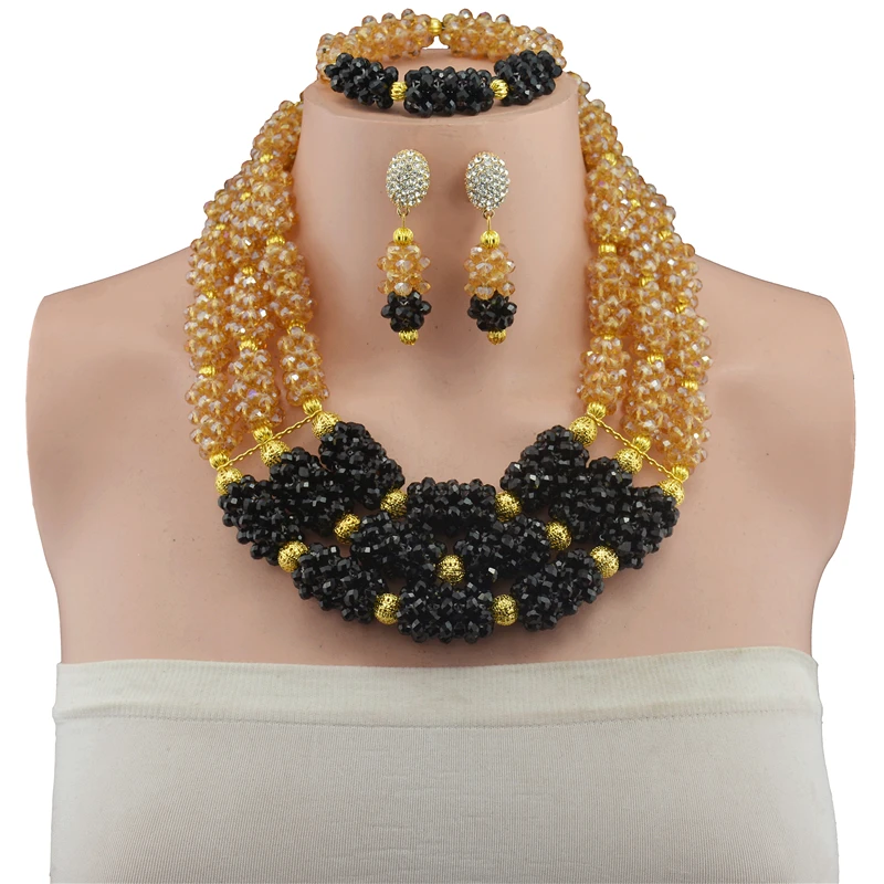 2017 новейшие нигерийские Свадебные африканские Бусины Ювелирные наборы Кристалл