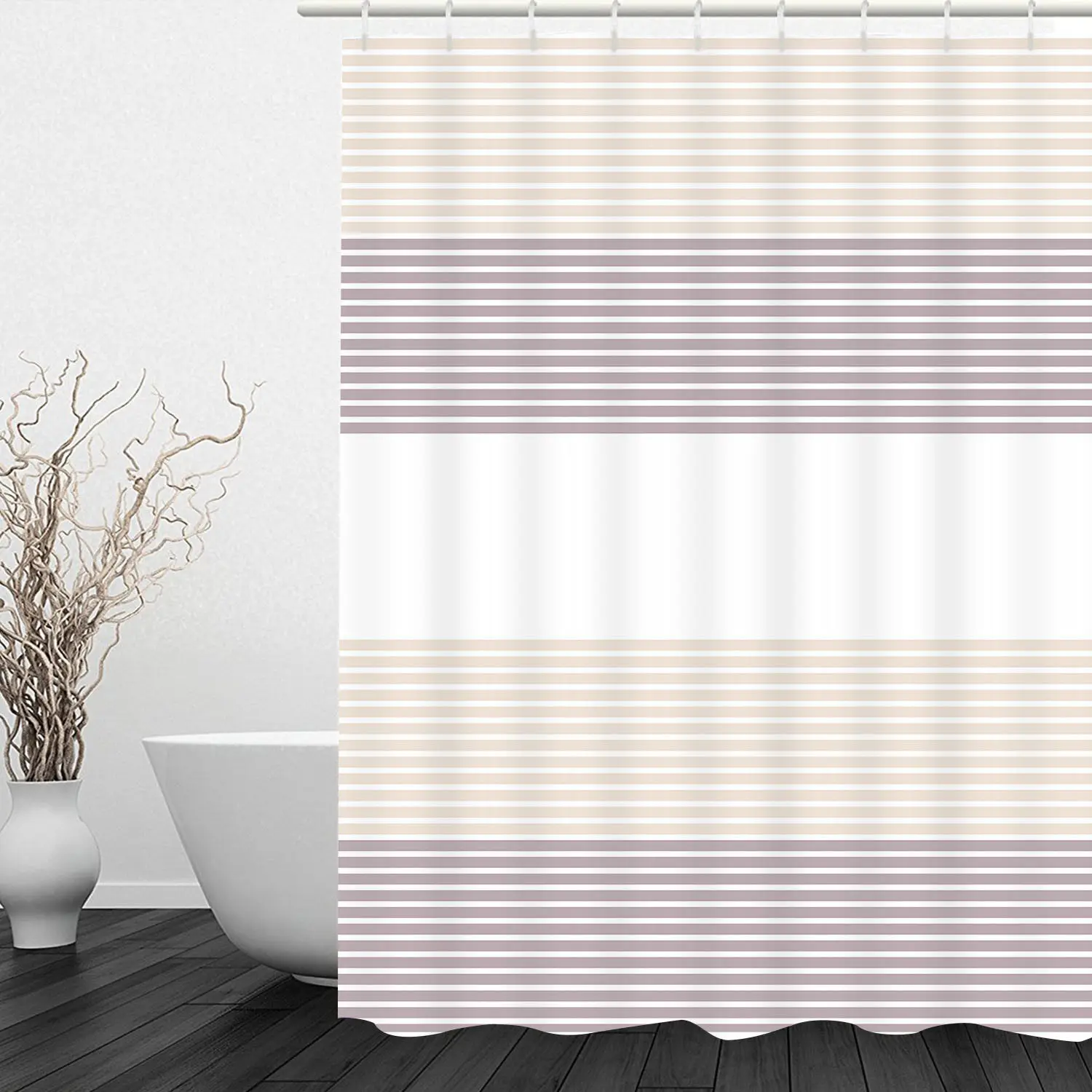 

Simple Strip Waterproof Shower Curtains Bath Decor Included Hooks