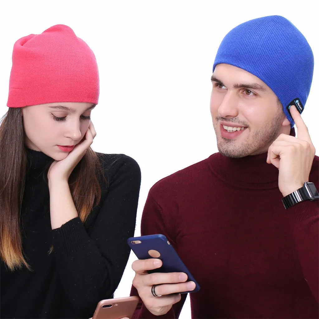 Стильная Шапка бини беспроводные Bluetooth наушники умная гарнитура с микрофоном