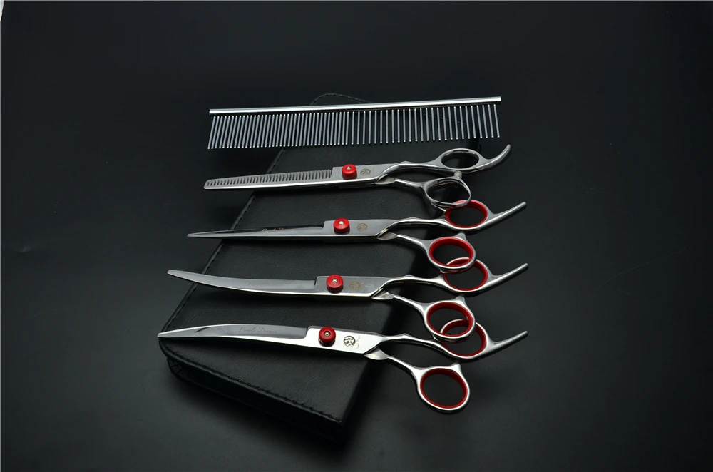 6.0 Inch Professional Hair Hairdressing Scissors Set - 5Pcs Suit with Comb, Cutting Shears, Thinning, and Up&Down Curved Shears Z3001 - 17.5cm image 6