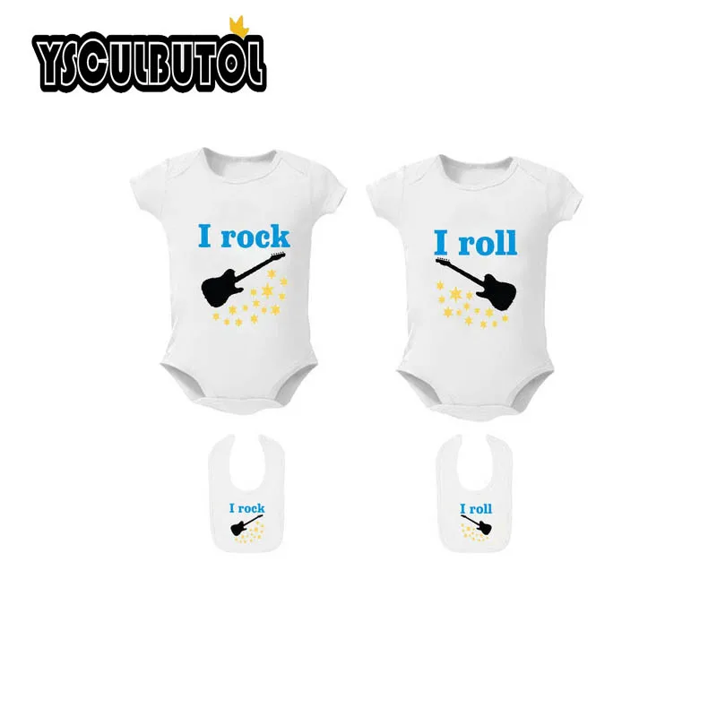 YSCULBUTOL Детские Боди для Одежда для девочек и мальчиков белый Twin короткий рукав одежда душа ребенка подарок мой Lil Sis Rock My Big Bro рок