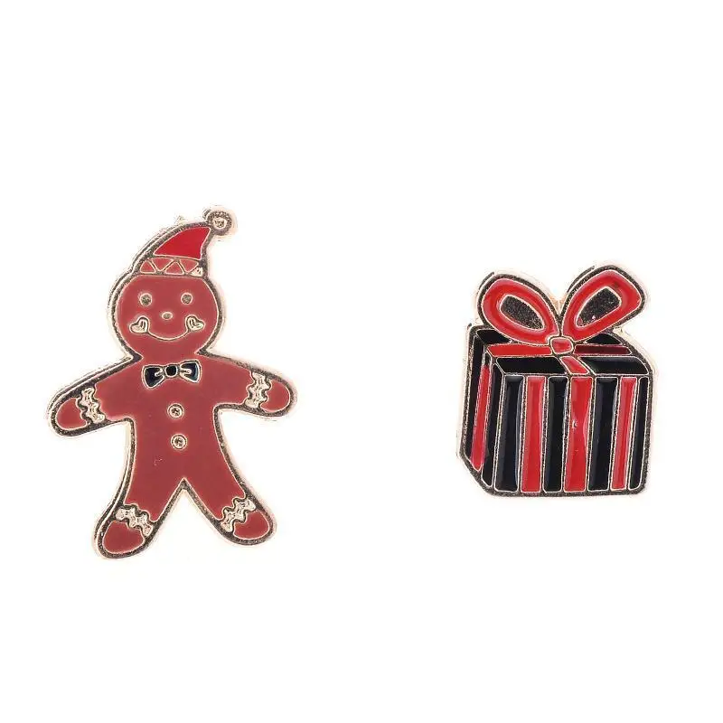 

Hot Cute Snow man Gift Box Stud Blouse Shirts Collar Clip Neck Tip Brooch Pin Chain For Xmas Christmas Gift Wholesale 12 Pcs