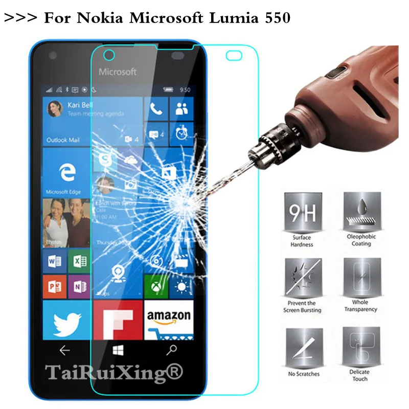 

TaiRuiXing 2.5D 0,26 мм 9H закаленное стекло для защиты экрана для Microsoft Nokia Lumia 550 N550 усиленная защитная пленка