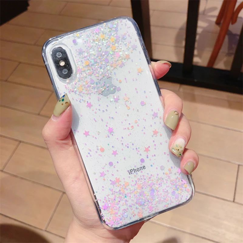 Красный чехол mi note 7 роскошный блестящий прозрачный со звездами для Xiaomi 9 8 lite note7 pro