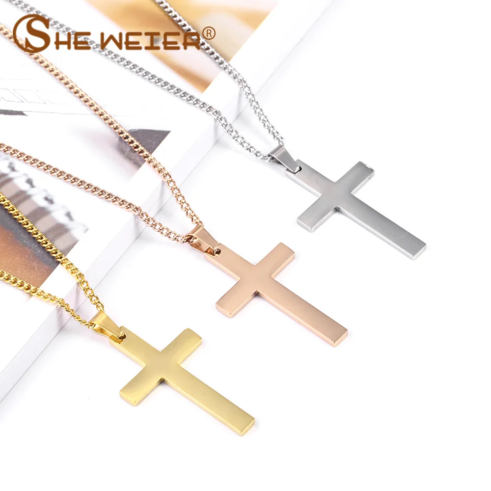 Длинные ожерелья и подвески SHE WEIER цепочка без шеи крест Подвеска для женщин
