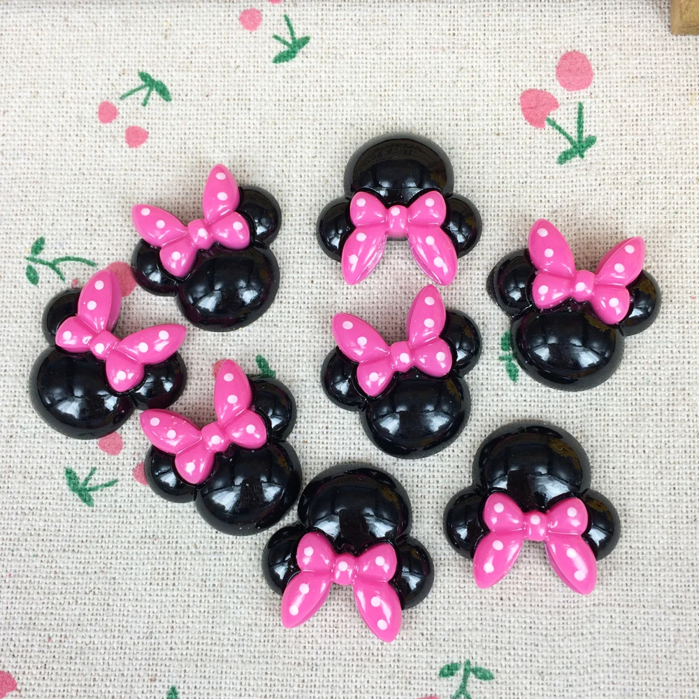 10 шт плоской задней кабошон плоская задняя Kawaii Мышь с красным бантом для