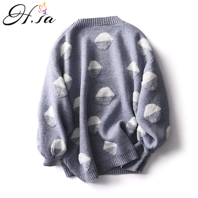 H.SA Women Loose Sweater and Pullovers Lantern Sleeve Winter Warm Thick Sweaters Casual Tops European Fashion Pull Femme jumper | Женская