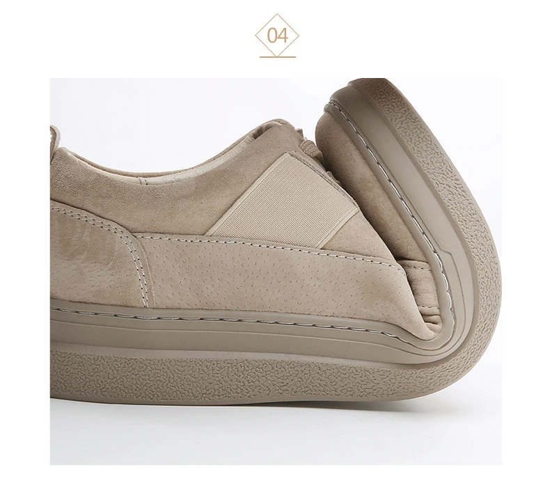 2019 Beige Genuine Leather Shoes Men Spring Autumn Outdoor brand Casual Hot Sale Man Flats Rubber Zapatos Hombres 3811 | Обувь