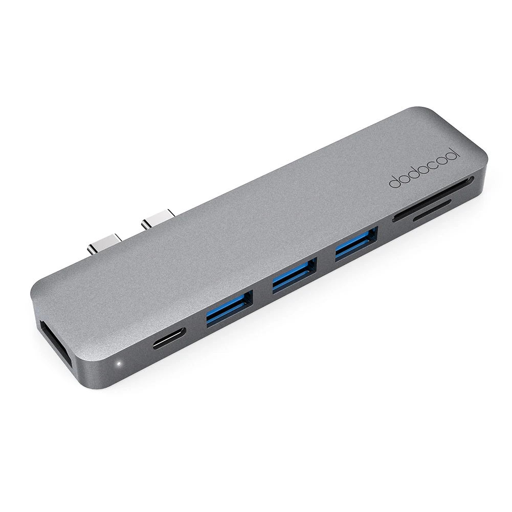 Многопортовый концентратор dodocool из алюминиевого сплава 7 в 1 с двумя USB C разъемами