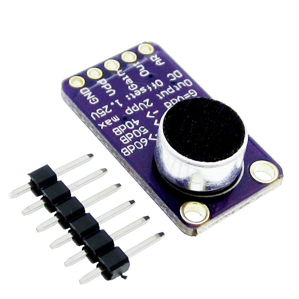 

MAX9814 Microphone AGC Amplifier Board Module Auto Gain Control for Programmable Attack and Release Ratio Low THD
