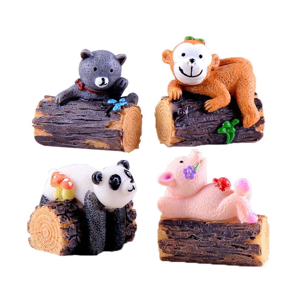 4 шт. мини украшения DIY милые фигурки наборы животных для наружного растений