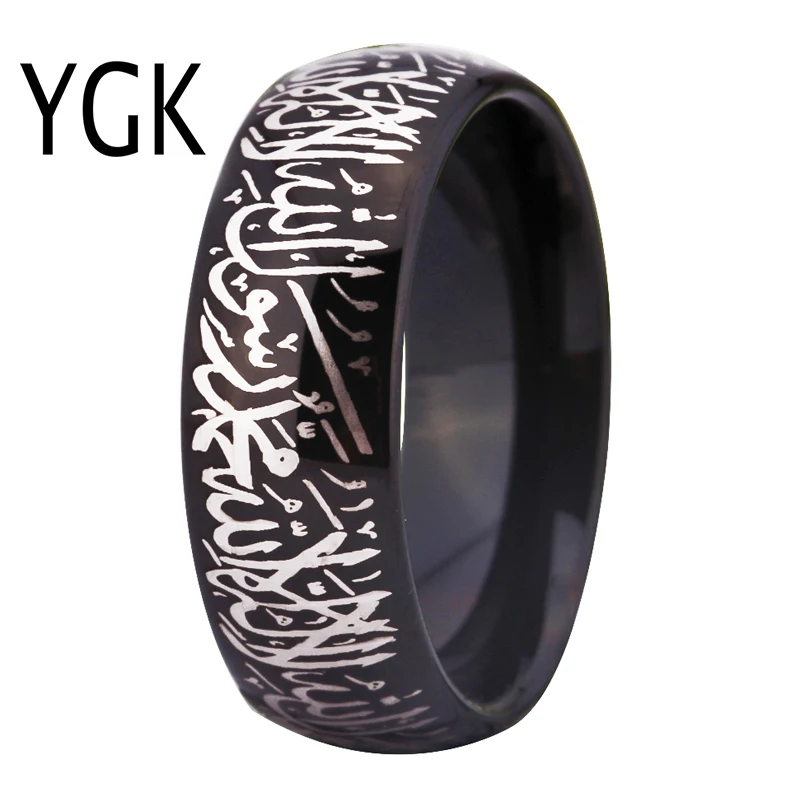 YGK ювелирные изделия горячие продажи 8 мм ширина черный купол Shahada кольцо для