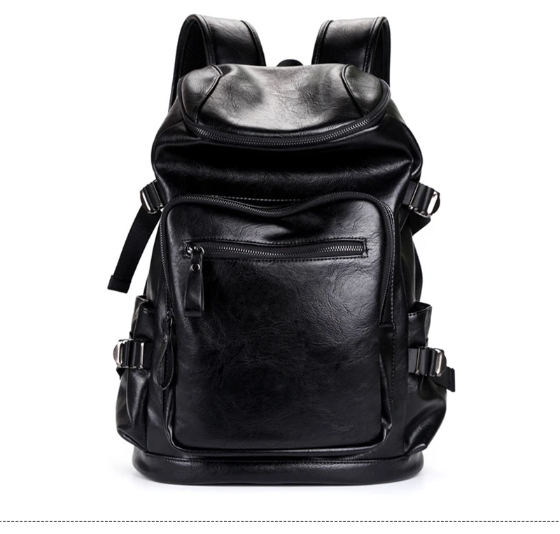 

Wellvo Men PU Leather Backpack Teenager Vintage Backpacks for male Japan Style School Laptop Bags Women Shoulder