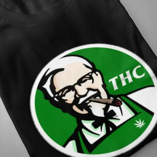 Аниме для мужчин KFC пародия THC трава футболка Забавный Уникальный дизайн круглый