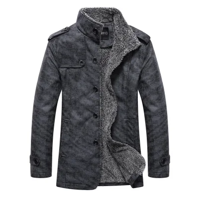 Dark Grey Casual Jackets for Men Khaki Dark Grey PU Fashion Coats Slim Fit Jackets with Velvet Waterproof Male Brand Keep Warm Gent Life - Цвет: Dark Grey