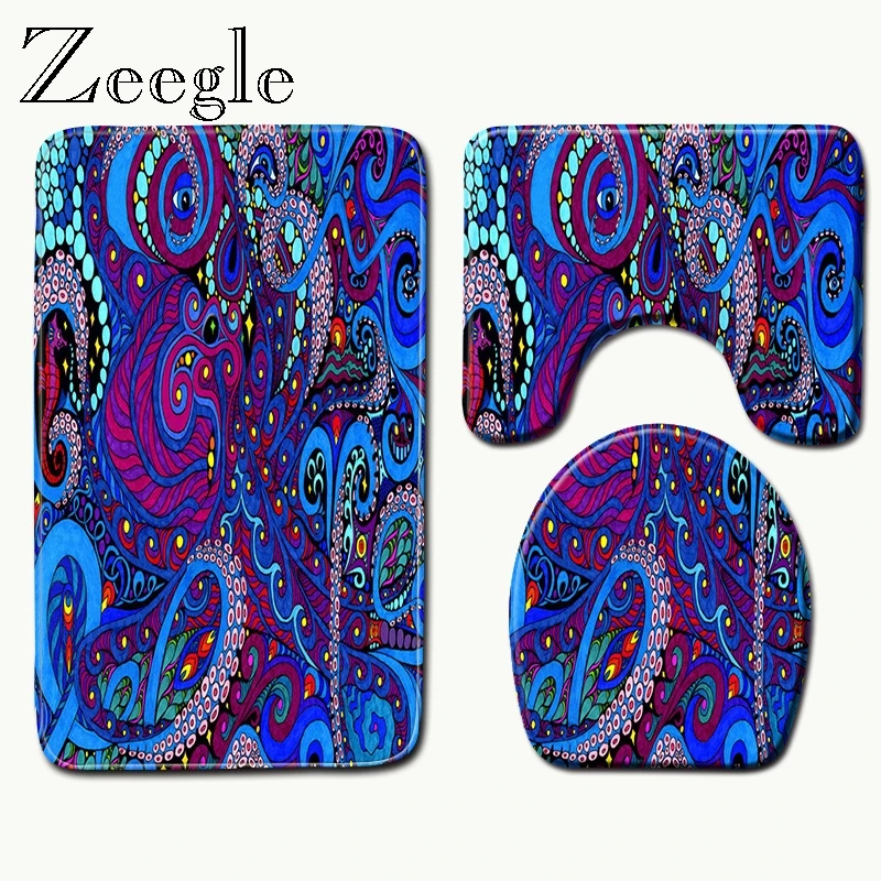 Zeegle 3 шт./компл. микрофибра коврик для ванной комнаты Набор мягкие пьедестал