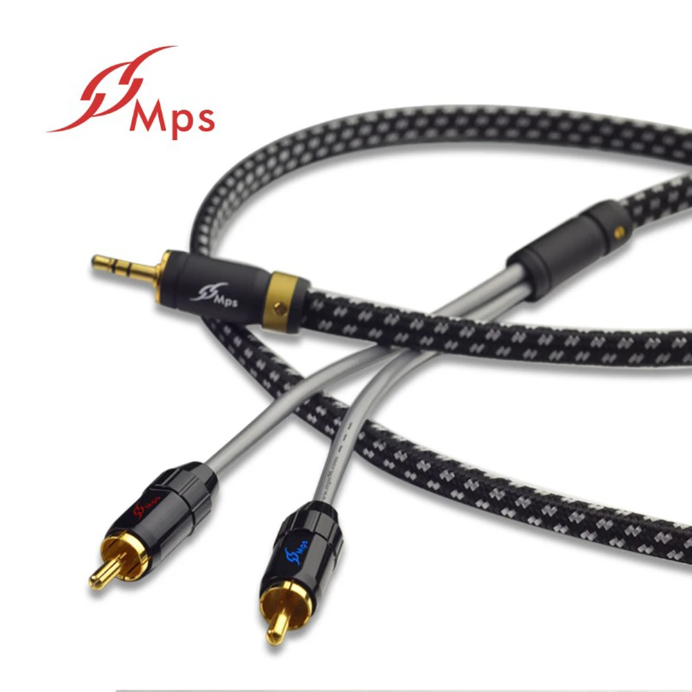 Кабель для динамиков MPS с разъемом 3 5 мм на 2 RCA Hi Fi 99.9997% OCC 24 К золотым покрытием|3.5mm