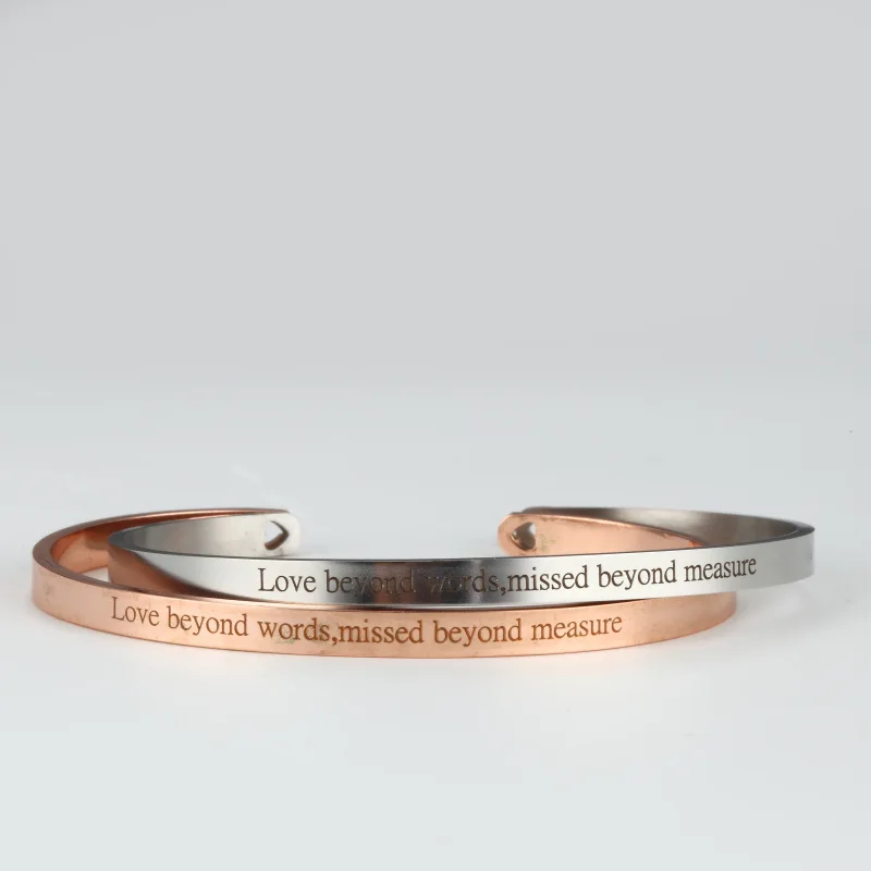 

High Quality 4MM Cuff Bangle Jewelry Lettering Love beyond words missed beyond measur Fashion Stainless Steel Bracelet Jewelry
