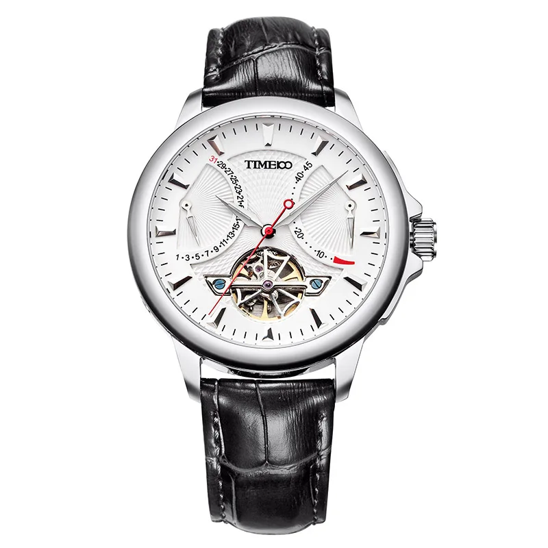 TIME 100 Mens Automatic Mechanical Watch Skeleton Watches Clock Men Business Waterproof Sport Wrist Relogio Masculino | Наручные часы