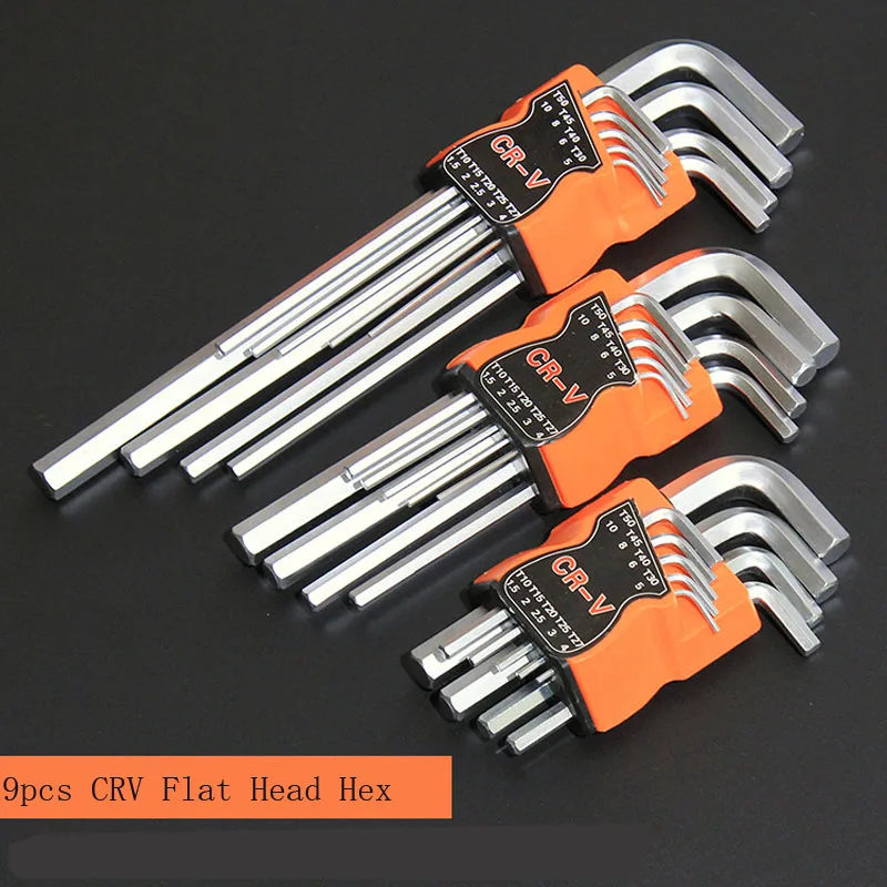 Внутренний шестигранный гаечный ключ 9 комплектов полулёгких плоских головок